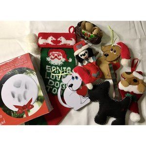 VTG Christmas Ornaments Japan Gibson Kurt Adler ALL DOG Lot W Stocking Paw Craft